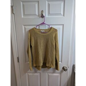 Madewell Mustard Crochet Knit Sweater Long Sleeve Crew Neck Women's - Size M